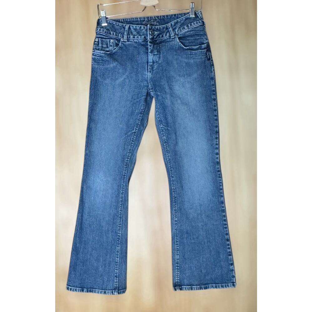 Y2K Silver Jeans Womens Size 29 Low Rise Dark Wash Bootcut Flare Denim Stretch - Picture 2 of 12